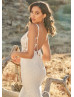Scoop Neck Ivory Allover Lace Open Back Wedding Dress